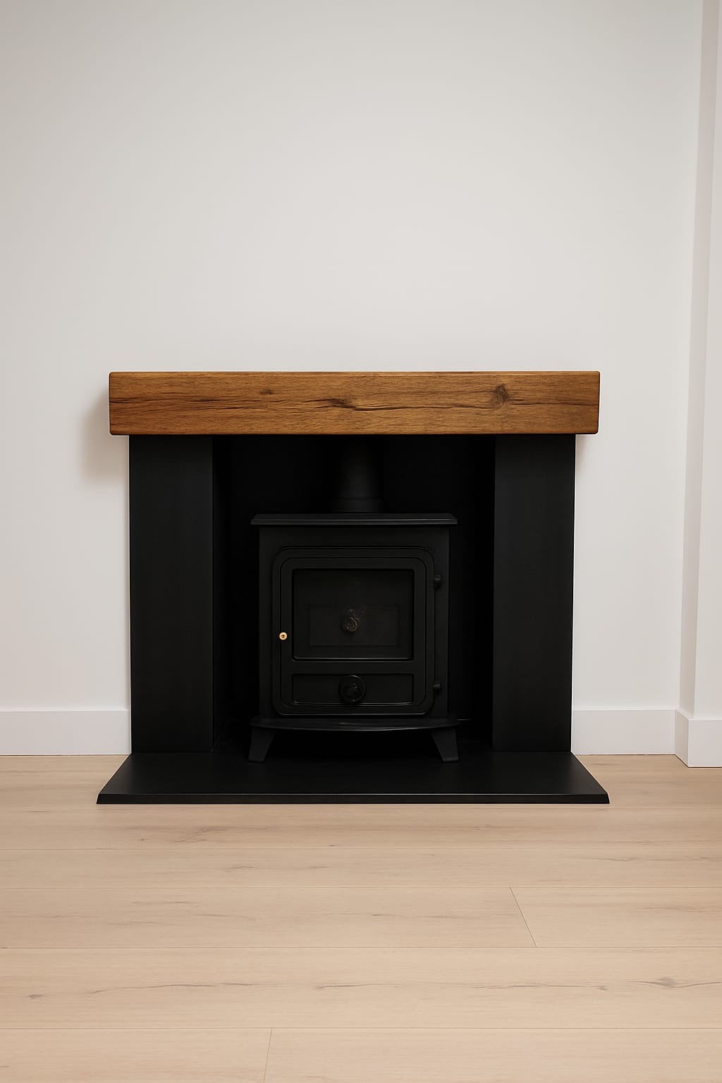 Black Honed Hearth in Natural Granite